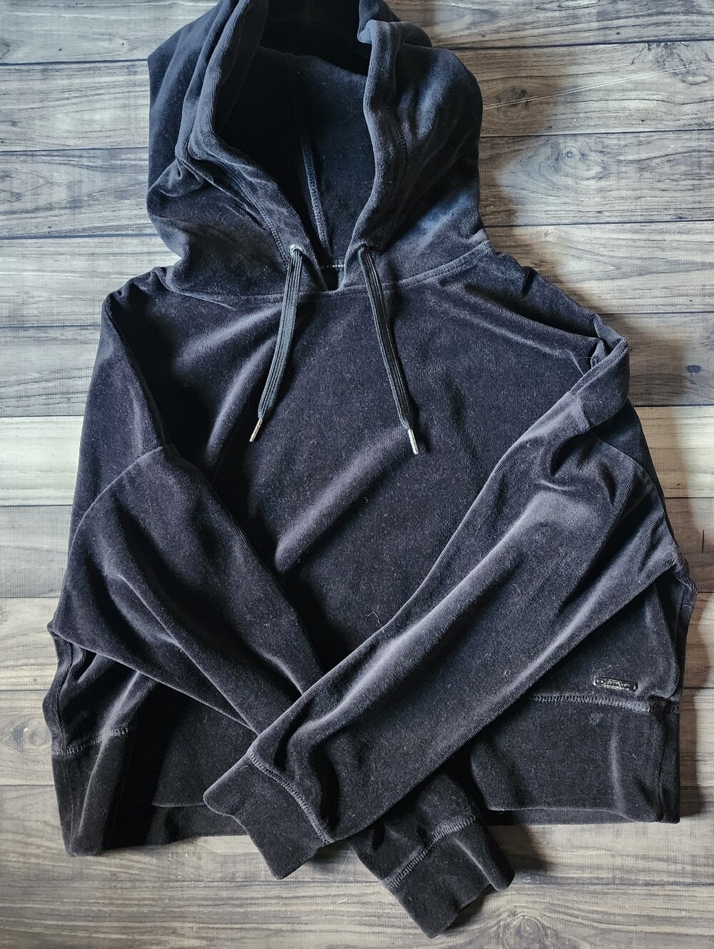 Calvin Klein Performance Black Velour Cropped Hoodie